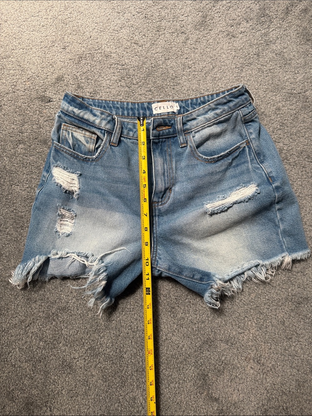 CELLO Light Blue Distressed Denim Shorts with Frayed Hem